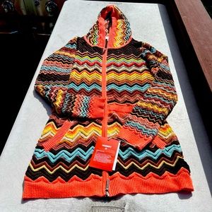 Missoni Target Nwt Full Zip Hooded Zig Zag Sweater Child